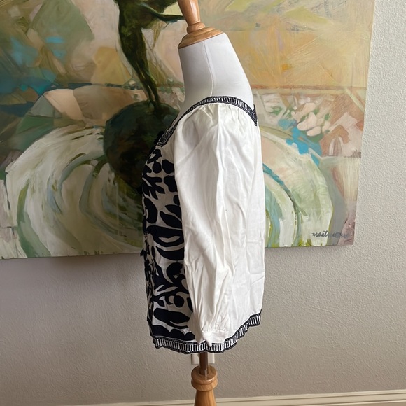 Anthropologie Maeve Liyah Linen Embroidered Blouse Shirt Top Size 0 - Picture 5 of 16